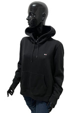 Tommy Hilfiger Felpa Hoodie Uomo 2XL Nero Logo Ricamato Black Hoodie Originale