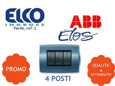 PLACCA SOFT. METAL 4 POSTI COLORE BLU MEDITERRANEO ABB ELOS