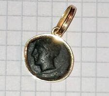 Antica Moneta Romana Raffigurante PERSEFONE (275-215 a.C.)  Ciondolo Oro 18 Kt.