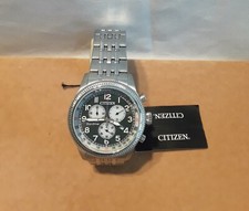OROLOGIO CITIZEN UOMO AT2460 89X AVIATOR  ECO DRIVE CRONO ACCIAIO VERDE NUOVO
