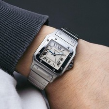 Cinturino orologio acciaio inox 20 mm adatto a Cartier Santos 100 argento e oro bicolore