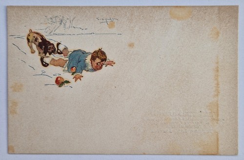 Cartolina con bambino cane - bambino,