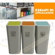 Set Pattumiera raccolta differenziata Trio 3 pezzi da 10 Litri sottolavello casa