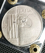 20 Lire 1928 Cappellone BB/qSPL NC Argento- Vittorio Emanuele III- Regno...