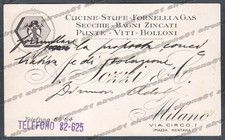 MILANO CITTÀ 235 CUCINE STUFE FORNELLI SECCHIE FERRAMENTA Cartolina COMMERCIALE