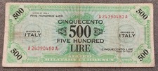 500 LIRE AM BILINGUE 1943 OCCUPAZIONE AMERICANA DELL' ITALIA qBB