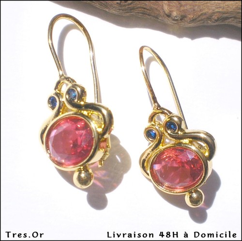 Boucles oreille cristal rose - d'oreille,