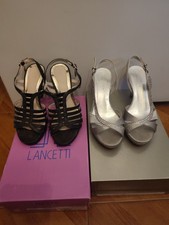 2 paia scarpe donna 35 eleganti tacco alto Lancetti e Pierri, da sera/cerimonia