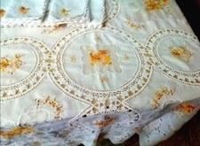 Tovaglia organza, splendida, Ricamata da 12 Con Inserti All, Uncinetto, perfetta