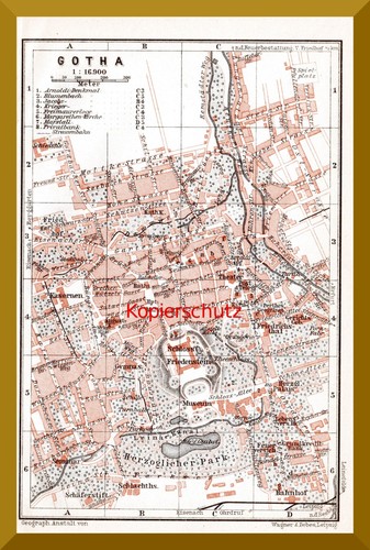 Gotha vecchia mappa della - vecchia,