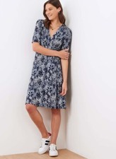 Abito midi Brora in jersey di serpente elasticizzato leggero stile avvolgente taglia 8 blu