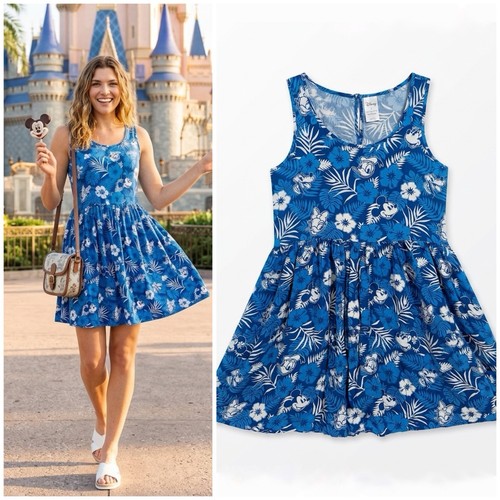 Abito disney midi blu - disney, bianco