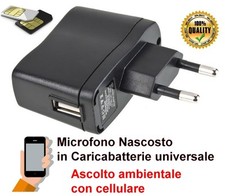 Microspia Microfono ambientale nascosto in caricabatterie usb spia GSM 4G LTE