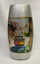 Vaso argentato con decorazione città tram 36x14x8 cm 1,2 kg arredo arredamento