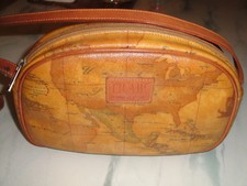 Alviero Martini 1^Classe Borsa ovale rara aTracolla o spalla, mappa Geo carta