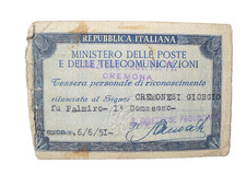 VECCHIA TESSERA POSTALE POSTE