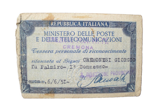 Vecchia tessera postale - vecchia,