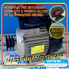 Motore Elettrico Monofase Betoniera 2,5 HP 1,85 KW  2,5 CV 1400 giri ITALIANO!