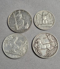 Lotto 4 monete Savoia Argento Vittorio Emanuele III 10 lire 5 lire Non Comuni
