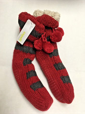 Capelli NY Slipper Socks with Grippers Red Stripe Color, Women assorted sizes