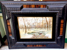 DIPINTO  -NEVICATA SUL TICINO -PRIMI '900 -FIRMATO- CORNICE COEVA