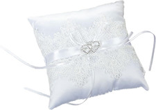 Cuscino per Fedi Nuziali, Portafedi per Cuscino Con Decorazione a Doppio Cuore, 