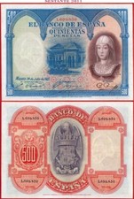 SPAGNA 500 PESETAS 24 7 1927 P 73c XF++ spedizione gratuita da 100€