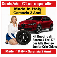 ?kit Ruotino di Scorta 4 Fori 17" per Alfa Romeo Junior Cric Chiave dot2025?