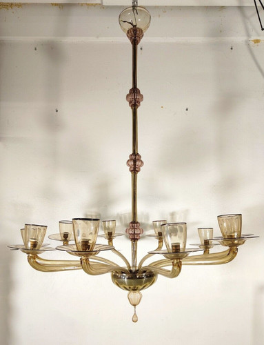 Antico enorme lampadario vetro - antico,