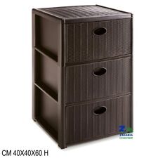 CASSETTIERA ELEGANCE 3 CASSETTI CM 40X40X60 H COLORE MOKA RATTAN