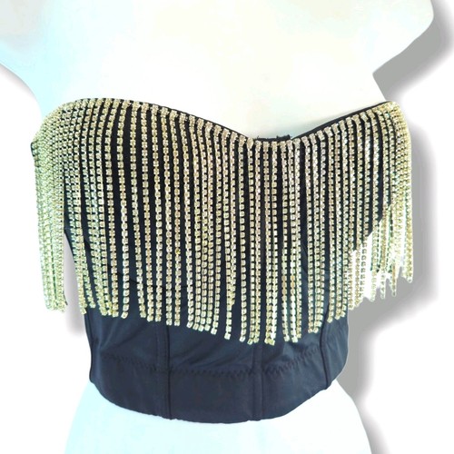Sexy rhinestone fringe bustier - sexy,