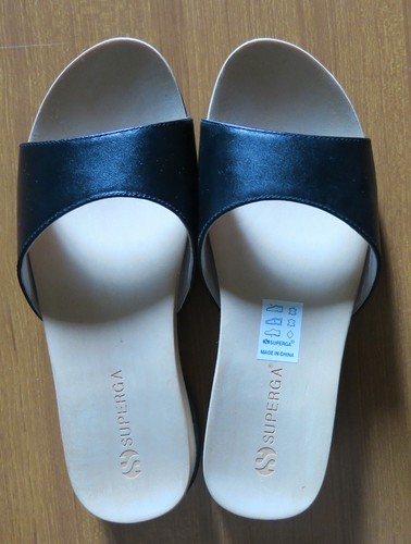 Zoccoli superga legno pelle - e,