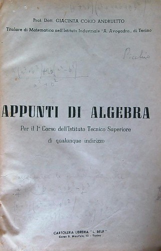 Appunti algebra corio - appunti,