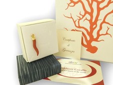 CornO di Corallo Ciondolo con P Oro in Argento 925 Portafortuna Cornetto da Uomo