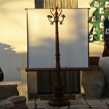 Appendiabiti da terra in legno 4 pomelli metallo antimonio dorato Italia Vintage