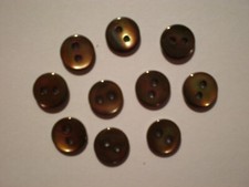 Bottoni IN Madreperla 7.5mm per Scarpe e Abito da Bambola Lotto Di 10 Marrone