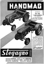 PUBBLICITA' 1956 TRATTORE DIESEL HANOMAG STEGAGNO VERONA MODELLI R 12 R 24 