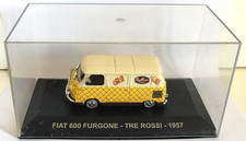 FIAT 600 FURGONE - TRE ROSSI 1957 - VEICOLI PUBBLICITARI D'EPOCA -CON TECA -1:43