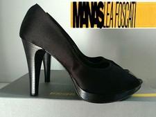 Manas Lea Foscati Decoltè Elegante Donna Pelle Raso Col. Nero ITALY N°36,5 NUOVO