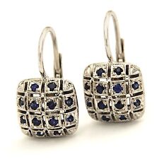 Orecchini in ORO Bianco 14 kt e ZAFFIRO Pendenti a Toppe Monachella da Donna