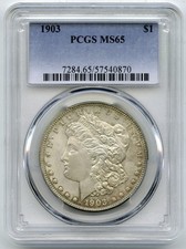 1903 Morgan Argento Dollaro PCGS Ms 65 Certificato - Philadelphia Mint - P643