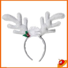 Cerchietto Babbo Natale Natalizio Renna bianco con glitter adulti bambini