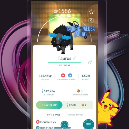 Paldean tauros tr de - tauros, (aqua),