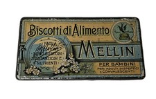 SCATOLA di  LATTA LITOGRAFATA anni  ‘30-‘40  Societa’ MELLIN d’ Italia - Milano