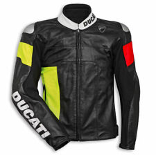DUCATI Uomo Giubbotto Moto in Pelle Da Corsa Giacca in Pelle da Motociclista CE