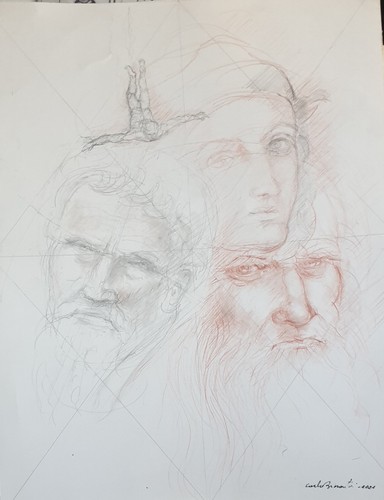 Disegno sanguigna e grafite - sanguigna,
