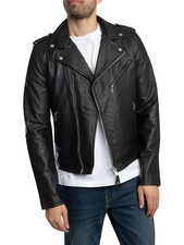 Schott Uomo Giacca biker in pelle, Nero