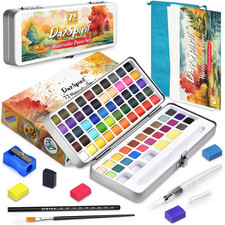72 Set Acquerelli Professionali Di Cui 50 Metallizzati E 22 Fluorescenti, Kit Ac