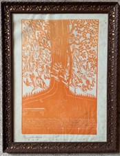 BRUNO DA OSIMO , xilografia Predica di San Francesco , firmata , con  cornice