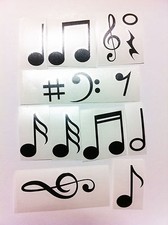 SET 14 ADESIVI 5x4cm NOTE STICKERS PRESPAZIATO MUSICA SUONO CHITARRA VIOLINO HOT